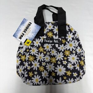 Fridge Pak Insulated Lunch Box Tote Bag Daisy Black Floral Printed NEW